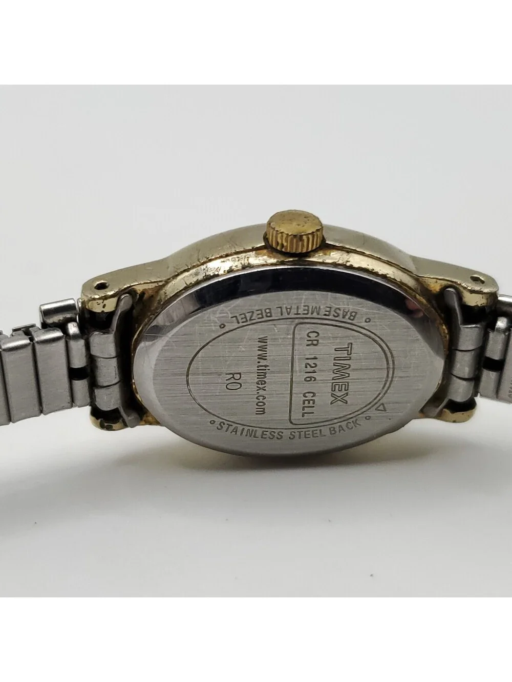Timex Cavatina Oval Dial Two-Tone Womens Watch 18mm Stretch Band New Battery